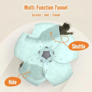 3in1 Tiragraffi Tunnel Gatto Diversi Colori Montabile Verde Petrolio Azzurro - INTERIOR DREAM DESIGN