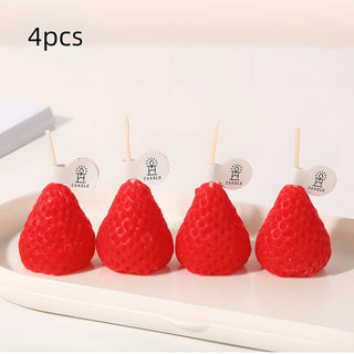 4pcs Strawberry - Shaped Miniature Scented Candles Realistic Fruit - Scented Aromatherapy Candles Perfect as a Trendy Photo Prop - INTERIOR DREAM DESIGN