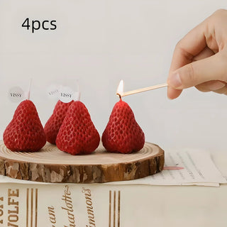 4pcs Strawberry - Shaped Miniature Scented Candles Realistic Fruit - Scented Aromatherapy Candles Perfect as a Trendy Photo Prop - INTERIOR DREAM DESIGN