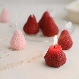 4pcs Strawberry - Shaped Miniature Scented Candles Realistic Fruit - Scented Aromatherapy Candles Perfect as a Trendy Photo Prop - INTERIOR DREAM DESIGN