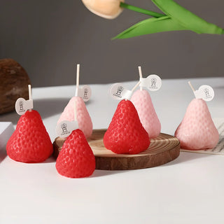 4pcs Strawberry - Shaped Miniature Scented Candles Realistic Fruit - Scented Aromatherapy Candles Perfect as a Trendy Photo Prop - INTERIOR DREAM DESIGN