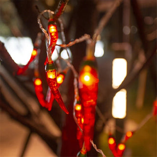 5/7/12 Metri Led Lucine Forma Peperoncino Dimensioni Rosso Esterno Giardino Arredamento Decorazione - INTERIOR DREAM DESIGN