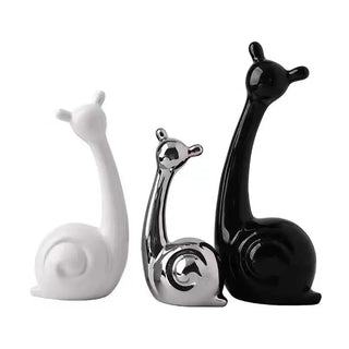 Statuetta Materiale Ceramica Modello Lumaca Diverse Colorazioni Set Statuetta Design Moderno-INTERIOR DREAM DESIGN