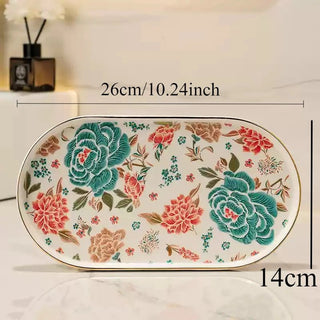 Accessori Bagno Dispenser Porta Sapone Saponetta Dispenser Ceramica Design Floreale-INTERIOR DREAM DESIGN