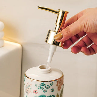 Accessori Bagno Dispenser Porta Sapone Saponetta Dispenser Ceramica Design Floreale-INTERIOR DREAM DESIGN