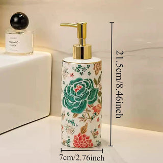 Accessori Bagno Dispenser Porta Sapone Saponetta Dispenser Ceramica Design Floreale-INTERIOR DREAM DESIGN