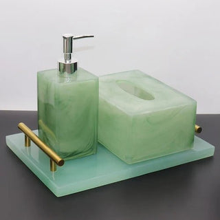 Accessori Bagno Diversi Colori Materiale Resina Set 4 Pezzi Vassoio Incluso-INTERIOR DREAM DESIGN