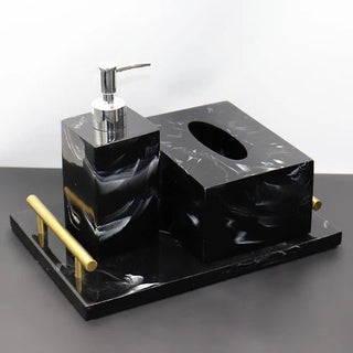 Accessori Bagno Diversi Colori Materiale Resina Set 4 Pezzi Vassoio Incluso-INTERIOR DREAM DESIGN
