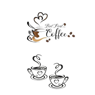 Adesivi Decorativi Stickers Parete Motivo Tazza Caffe Colazione Accessori Decorazione Casa - INTERIOR DREAM DESIGN