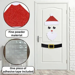 Adesivo Decorativo Natalizio Feltro Babbo Natale Renna Stickers Porte Finestre Interno Esterno Accessori Arredamento Decorazione Casa - INTERIOR DREAM DESIGN