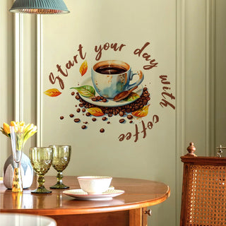 Adesivo Decorativo Parete Sticker Motivo Tazza Caffe Impermeabile Accessori Decorazione Casa - INTERIOR DREAM DESIGN