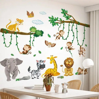 Adesivo Parete PVC Resistente Acqua Umidità Design Animali 2 Fogli Adatto Camera Letto Bambini - INTERIOR DREAM DESIGN