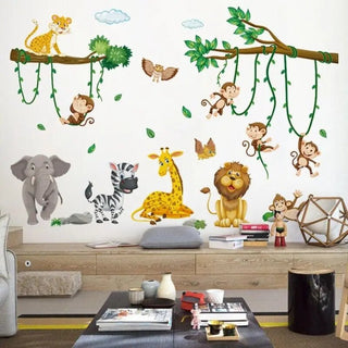 Adesivo Parete PVC Resistente Acqua Umidità Design Animali 2 Fogli Adatto Camera Letto Bambini - INTERIOR DREAM DESIGN