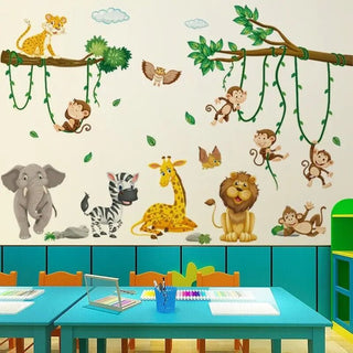 Adesivo Parete PVC Resistente Acqua Umidità Design Animali 2 Fogli Adatto Camera Letto Bambini - INTERIOR DREAM DESIGN