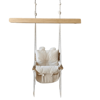 Altalena Sospesa Per Bambini Peso Inferiore 30Kg Materiale Legno Con Corda Decorazione Stanza - INTERIOR DREAM DESIGN