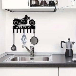 Appendi Abito In Colore Nero Decorata Con Scritta Con Moto In Metallo Dimensioni 1 Pezzo-INTERIOR DREAM DESIGN