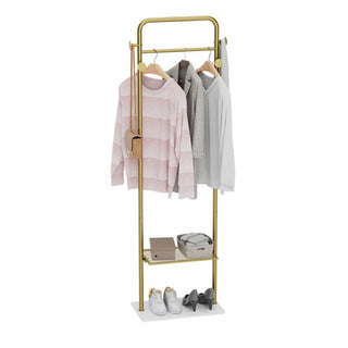 Appendiabiti 2 Ripiani Colore Oro Ganci Ferro Pietra Organizer Vestiti Ingresso Casa Salotto-INTERIOR DREAM DESIGN