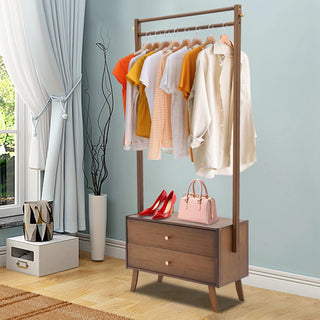 Appendiabiti Colore Marrone Legno Due Cassetti Ganci Ampio Spazio-INTERIOR DREAM DESIGN