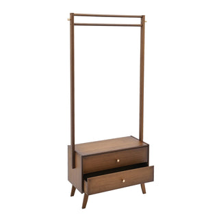 Appendiabiti Colore Marrone Legno Due Cassetti Ganci Ampio Spazio-INTERIOR DREAM DESIGN