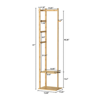 Appendiabiti Legno Bambù 2 Ripiani 3 Ganci Alta Qualità Accessori Arredamento Decorazione Casa - INTERIOR DREAM DESIGN