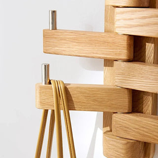 Appendiabiti Marrone Chiaro Scuro Parete 5 Ganci Legno Arredamento Casa-INTERIOR DREAM DESIGN