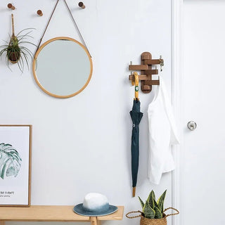 Appendiabiti Marrone Chiaro Scuro Parete 5 Ganci Legno Arredamento Casa-INTERIOR DREAM DESIGN