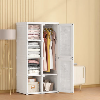 Armadio Decorazione Camera Bianco 136x59x60cm Organizer Vestiti Plastica Arredo Design Moderno - INTERIOR DREAM DESIGN