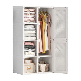 Armadio Decorazione Camera Bianco 136x59x60cm Organizer Vestiti Plastica Arredo Design Moderno - INTERIOR DREAM DESIGN