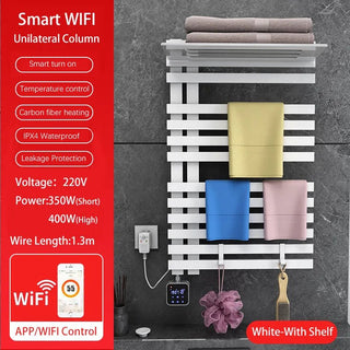 Asciugamani Portasciugamani Elettrico Montato Parete Con Ripiano/Senza Ripiano Bianco Nero-INTERIOR DREAM DESIGN