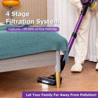 Aspirapolvere Senza Filo Viola Estendibile Allungabile Regolabile Diversi Accessori Inclusi-INTERIOR DREAM DESIGN