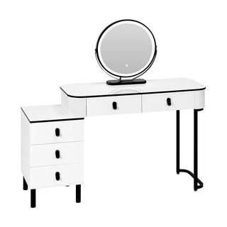 Ballerina Postazione Trucco Bellezza Toletta Luci LED 5 Cassetti Sgabello Legno Metallo Ampio Spazio Archiviazione Comodo Elegante Specchio Touch Arredamento Casa Camera - INTERIOR DREAM DESIGN