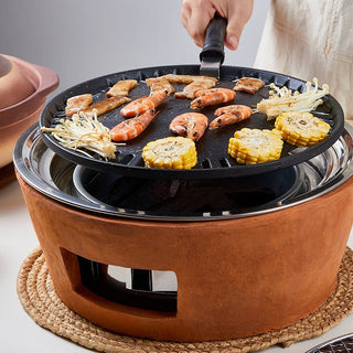 Barbecue Carbone Esterno Piccolo Acciaio Inox Terracotta Rossa - INTERIOR DREAM DESIGN