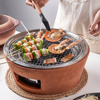Barbecue Carbone Esterno Piccolo Acciaio Inox Terracotta Rossa - INTERIOR DREAM DESIGN