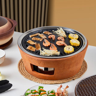Barbecue Carbone Esterno Piccolo Acciaio Inox Terracotta Rossa - INTERIOR DREAM DESIGN