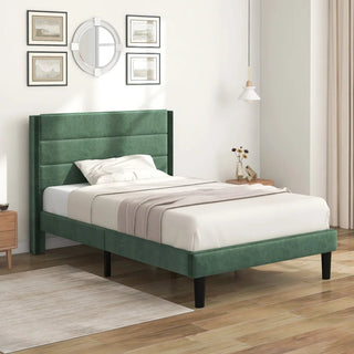 Base Letto Singolo Doghe Legno Velluto Verde Accessori Casa Camera - INTERIOR DREAM DESIGN