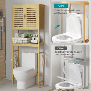 Bathroom Storage Shelf Cabinet Bamboo Over - the - Toilet Washing Machine Organizer Rack Free Standing - INTERIOR DREAM DESIGN