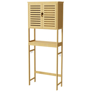 Bathroom Storage Shelf Cabinet Bamboo Over - the - Toilet Washing Machine Organizer Rack Free Standing - INTERIOR DREAM DESIGN