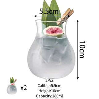 Bicchieri Cucina Set 2 Drink Bevande Bar Decorazione Vetro Trasparente Capacità 280ml-INTERIOR DREAM DESIGN