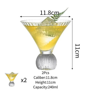 Bicchieri Martini Drink Elegante Particolare Vetro Trasparente Set 2 Pezzi 240ml-INTERIOR DREAM DESIGN