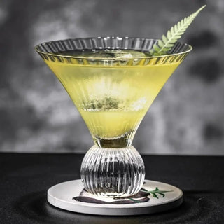 Bicchieri Martini Drink Elegante Particolare Vetro Trasparente Set 2 Pezzi 240ml-INTERIOR DREAM DESIGN