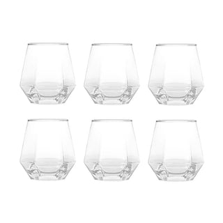 Bicchieri Particolari Capienti Ampi Cucina Tavola Cena Diverse Colorazioni Eleganti Fini Set 6 Pezzi-INTERIOR DREAM DESIGN