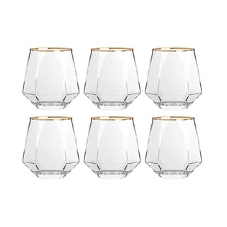 Bicchieri Particolari Capienti Ampi Cucina Tavola Cena Diverse Colorazioni Eleganti Fini Set 6 Pezzi-INTERIOR DREAM DESIGN