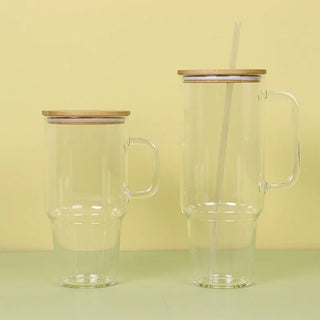 Bicchieri Tazze Cannuccia Coperchio Comodo Pratico Uso Esterno Vetro Trasparente-INTERIOR DREAM DESIGN