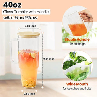 Bicchieri Tazze Cannuccia Coperchio Comodo Pratico Uso Esterno Vetro Trasparente-INTERIOR DREAM DESIGN