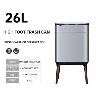 Bidone Spazzatura Intelligente Materiale Acciaio Diverse Dimensioni Contenitore Cucina-INTERIOR DREAM DESIGN