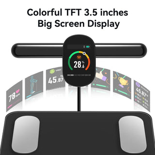 Bilancia Colore Nero Manubrio Manuale Estendibile Misurazione BIA Professionale Display LED-INTERIOR DREAM DESIGN