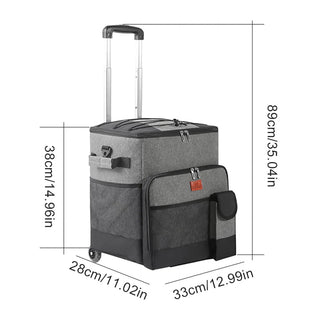Borsa Termica Carrello Pieghevole 35L Grigio Viaggi Ruote Capiente Utile Comoda Pratica-INTERIOR DREAM DESIGN