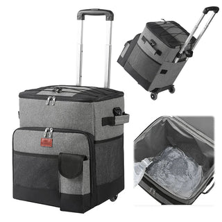 Borsa Termica Carrello Pieghevole 35L Grigio Viaggi Ruote Capiente Utile Comoda Pratica-INTERIOR DREAM DESIGN