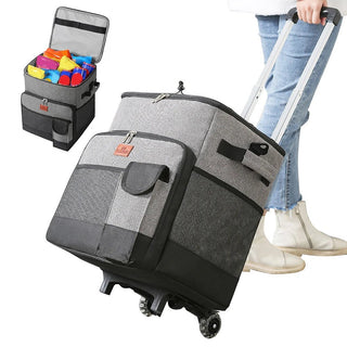 Borsa Termica Carrello Pieghevole 35L Grigio Viaggi Ruote Capiente Utile Comoda Pratica-INTERIOR DREAM DESIGN