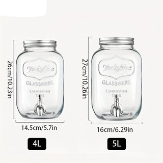 Brocca Vetro Diversi Modelli Capacità 4/5 Litri Trasparente Tappo Acciaio Inossidabile Fontanella-INTERIOR DREAM DESIGN